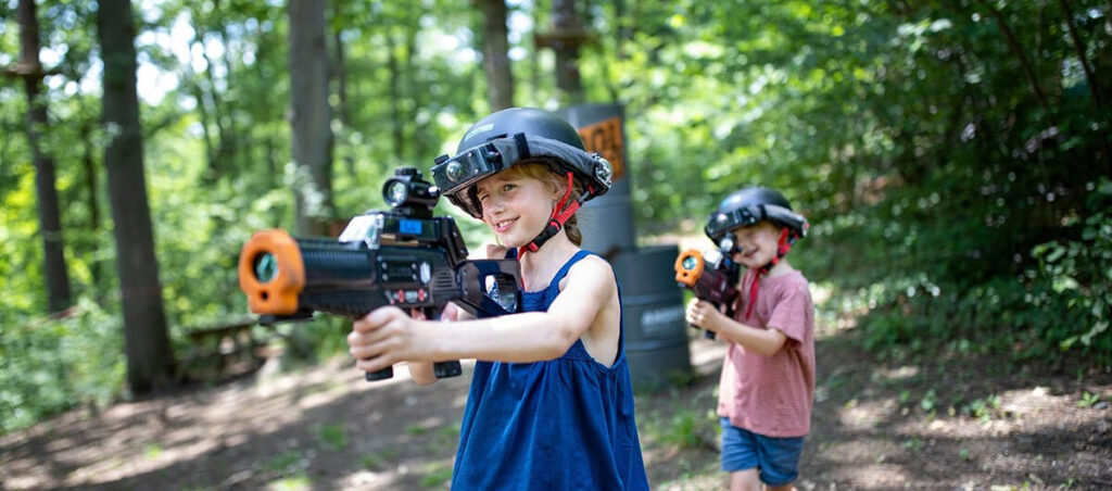 outdoor laser shooting family battle in center parcs